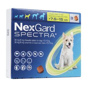 ネクスガードスペクトラ45・チュアブル錠犬用(>7.5-15kg)3錠 1箱｜薬の